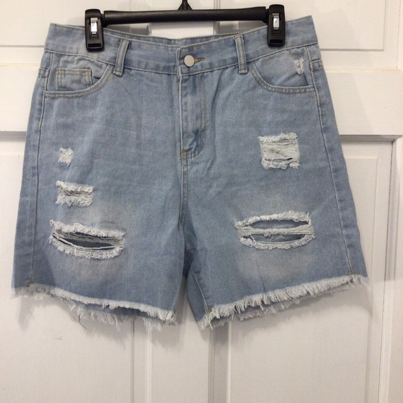 Babysbule Juniors Light Wash Distressed High Rise Denim Shorts Choose Size - Picture 10 of 15